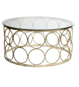 שינה בית עגול קפה שולחן מגש מתכת סוף שולחן זהב מצופה דקורטיבי חדש עיצוב שולחן
