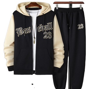 Mens Streetwear Solid Tracksuit Set Casual Sportswear Heavyweight Jogger Pants Hoodie <b>Full</b> <b>Zip</b> <b>Sweatshirt</b> Breathable Athletic - Product Image 1