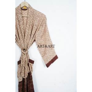 Luxury <b>Silk</b> <b>Kimono</b> Robe Loungewear Gift Elegant Boho Festival Wear Daily Wear Sexy Handmade Vintage Sari 3/4 Sleeve Beach Summer - Product Image 3