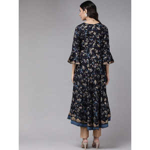 Blusa y camisa elegante con estampado floral de rayón Angarakha Kurta para mujer - Product Image 6