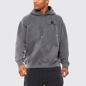 Lavage à l'acide hommes sweats à capuche couleur unie manches longues respirant 100% coton surdimensionné sweats à capuche zippés en gros Pakistan - Product Image 4