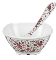 Service de table en mélamine durable à triple revêtement, 24 pièces, anti-taches, finition brillante, résistant aux bris, assiettes, bols, demi-assiettes