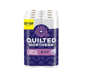 Quilted Northern Ultra Plush <b>Toilet</b> Paper, 32 Mega <b>Rolls</b> = 128 Regular <b>Rolls</b>, 3X Thicker*, <b>3</b> <b>Ply</b> Soft <b>Toilet</b> Tissue - Product Image 1