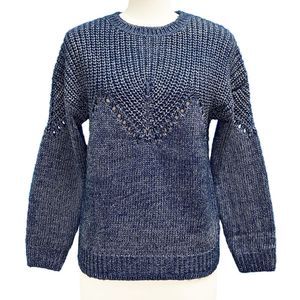 Suéter informal de invierno de manga larga con cuello redondo y manga abullonada de punto grueso de acrílico de algodón personalizado a la moda para mujer - Product Image 1