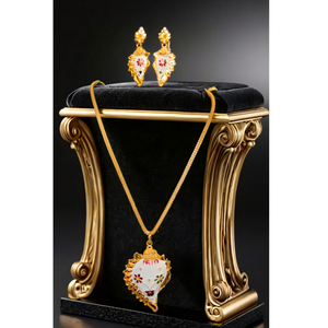 Boucles d'oreilles collier de Style indien traditionnel serti de boucles d'oreilles collier de qualité supérieure plaqué or 22Ct pour les femmes portent des bijoux - Product Image 1