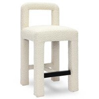 Tabouret de bar moderne rembourré, chaise de comptoir sans dossier capitonnée, siège de loisirs blanc pour hôtel et villa