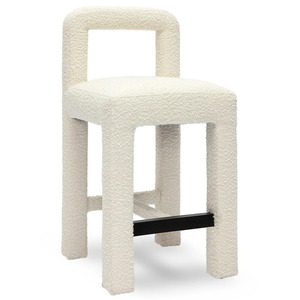 Tabouret de bar moderne rembourré, chaise de comptoir sans dossier capitonnée, siège de loisirs blanc pour hôtel et villa - Product Image 6