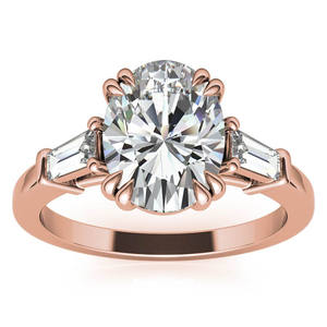 14K oro amarillo 3,5 CT corte ovalado laboratorio cultivado diamante trilogía anillo de compromiso para bodas románticas aniversarios fiestas finas - Product Image 2