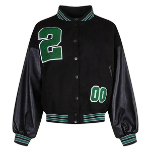 Chaqueta personalizada Varsity Letterman para mujer con cuerpo de lana y mangas de cuero abrigo Varsity de béisbol para ropa informal - Product Image 1