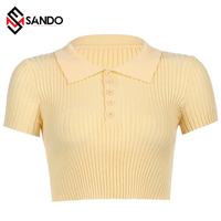 Camisetas de Mujer de Alta Calidad con Logotipo Personalizado, Tejido Acanalado Transpirable, Estampado, Manga Corta, OEM