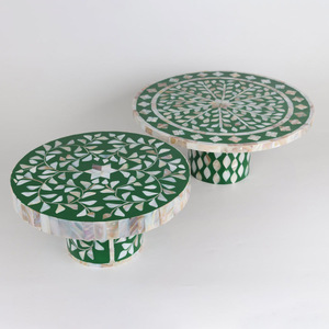 Elegante centro de mesa Decoración de mesa madre de perla con incrustaciones de pastel soporte al por mayor soportes de postre - Product Image 1