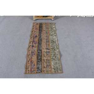 Alfombra Turca Vintage, Alfombra de 1.7x4 pies, Alfombra Pequeña Marrón Estilo Suroeste - Product Image 1