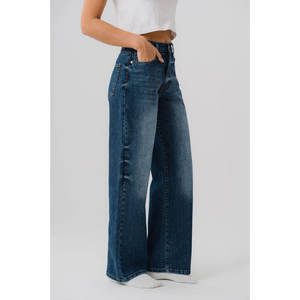 Custom Quick Dry Denim <b>Jeans</b> Mid Waist Casual Winter Streetwear Pants with <b>Button</b> Design Wholesale <b>Women's</b> Pants - Product Image 1