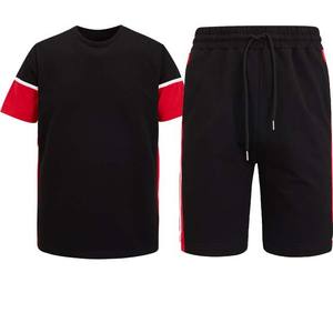 2025 nouveaux ensembles de shorts unisexes en gros personnalisés 100% coton col rond noir rouge et blanc couleur Gym Fitness deux pièces ensemble court - Product Image 6