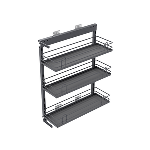 وحدات تخزين فولاذية جانبية قابلة للسحب للمطبخ مع رف للزجاجات وسلة قابلة للسحب صديقة للبيئة للخزائن - Product Image 2