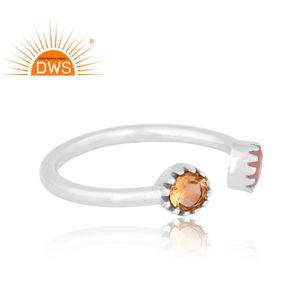 แหวนพลอยซิทรินธรรมชาติสีเงินแท้925และสีพีชมูนสโตนปรับได้เครื่องประดับที่กำหนดเองสำหรับผู้หญิงของขวัญสำหรับผู้หญิงสำหรับเธอ - Product Image 3