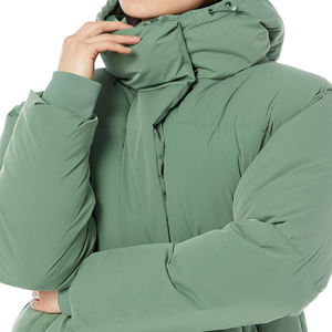 เสื้อแจ็คเก็ตพัฟเฟอร์มีฮู้ดสำหรับผู้หญิง แบบควิลท์บุใยฉนวนกันหนาว เสื้อโค้ทฤดูหนาวบุหนา อุ่นสบาย ทันสมัย สีเขียวเซจ พร้อมกระดุมแป๊ก - Product Image 3