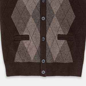 Suéter personalizable de 100% algodón asequible sin mangas con botones delanteros para hombres de alta calidad disponible marrón beige para invierno - Product Image 3