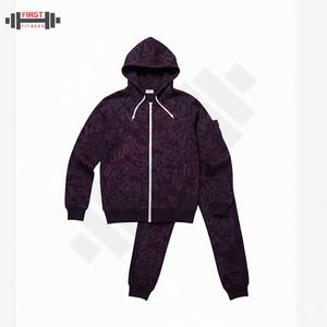 ชุดเสื้อมีฮู้ดแบบสวมหัวพิมพ์ลายแบบกำหนดเองชุดเสื้อสวมหัวแขนยาวปักลายแบบปะติดและกางเกงชุดวอร์ม - Product Image 1