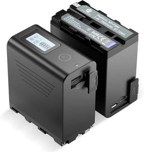 Lot de 2 batteries NP-F970 FirstPower avec écran LCD de sortie USB, compatible avec le moniteur de lumière vidéo Sony Handycam, remplacement - Product Image 1