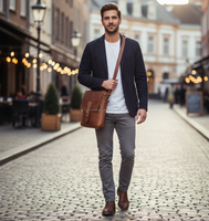 Sac à bandoulière en cuir pour homme, design élégant, fermeture éclair, qualité supérieure, durable, imperméable, grande capacité, confortable pour les voyages