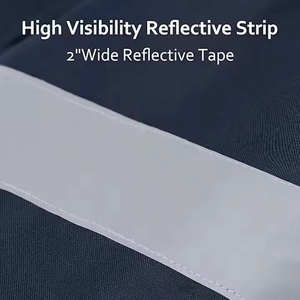 Veste de pluie imperméable à capuche haute visibilité pour homme - Veste de pluie réfléchissante classique marine - Product Image 6