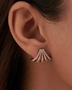 Último diseño 14K Oro sólido 0.70ct Corte brillante Graduado Cinco filas Pendientes de aro de diamantes Boda Fila adecuada Diamante - Product Image 1