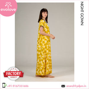 Femmes 100% rayonne tige Ne longue chemise de nuit XL taille personnalisée roses jaunes vêtements de nuit pour usage domestique approvisionnement en gros meilleur prix printemps - Product Image 3