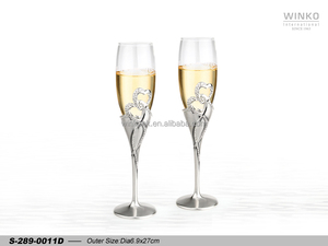 Winko INTERTWINED HEART Ensemble de 2 flûtes à champagne, flûtes à toast, motif cœurs entrelacés, 214Pcs Cn Stone, 2-Ton... - Product Image 1