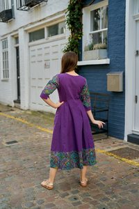 Robe bohème Calista, longueur mollet, tissage à la main, paisley, violet turquoise, décontractée, occasionnelle - Product Image 3