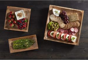 Plateau de service moderne carré en bois de manguier Assiettes à dîner écologiques de haute qualité pour la maison Hôtel Restaurant - Product Image 2