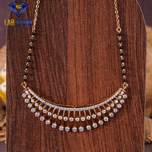 2.104 TDW diamant taille ronde or jaune Mangalsutra par Labstone/Mangalsutra féminin/couleur EF-VS - Product Image 1