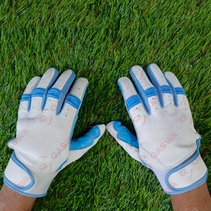 Gants de frappeur de Baseball professionnels nouveaux gants de Protection des mains en cuir à manchette courte de couleur bleu et blanc - Product Image 2