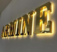 Letrero personalizado Recepción comercial Letreros Led Señalización 3D Retroiluminado Personalizable Tienda Letrero frontal Logotipo de metal Letra de canal