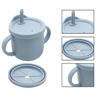 Tasses d'apprentissage électriques en silicone 2-en-1 pour tout-petits avec paille et couvercle pour collation, sans PVC