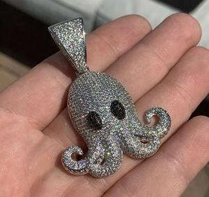 Pulpo Emoji colgante Iced Out Moissanite diamantes hermoso Moissanite plata esterlina colgante personalizado colgante - Product Image 2