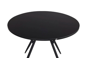 Modern Round Black <b>Dining</b> <b>Table</b> with Cross Metal Legs - Minimalist Circular Kitchen <b>Table</b> for Cafe & Home - Nordic Style Bistro - Product Image 3