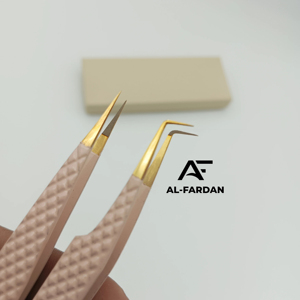 Nude Beige Fiber Tip Eyelash Extension <b>Tweezers</b> 90 Degree Straight Stainless Steel Nano Lash <b>Tweezers</b> with Pointed Tip - Product Image 1