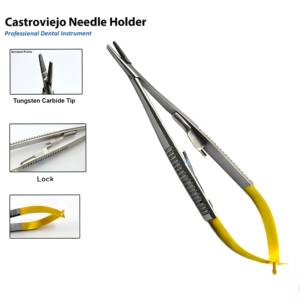 Instrumento de microcirugía Manual de acero inoxidable de alta calidad, portaagujas Castroviejo recto para cirugía maxilofacial - Product Image 2