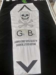 Paño masónico personalizado de ataúd en blanco y negro con inscripción de calavera y Latino Paño ritual de terciopelo de alta calidad - Product Image 3