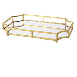 Plateau de service en métal de style unique artisanal, design moderne, pour restaurants, hôtels, table, plateau de service décoratif en métal et en verre - Product Image 3