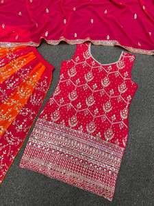 Nuevo diseñador Party Wear American Sateen Top con traje Palazo a precio mayorista con material de calidad superior - Product Image 2