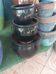 [Leo Nguyen Le] - Juego de 2 Macetas Grandes de Cerámica Azul Glaseado para Plantas Gigantes, para Jardín Exterior e Interior - Product Image 2