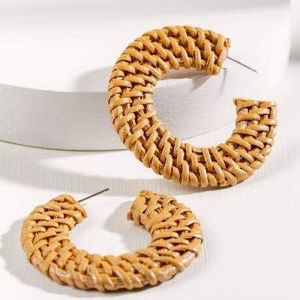 Pendientes de Aro de Ratán Tejido - Product Image 1