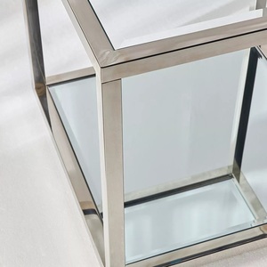 Table basse carrée élégante et moderne à présentoir latéral Verre transparent avec corps nickelé Table d'appoint à vente chaude - Product Image 6