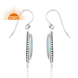 ต่างหูอัญมณีเทอร์ควอยซ์คิงแมนธรรมชาติเงินสเตอร์ลิงออกซิไดซ์ออกแบบได้ตามต้องการ - Product Image 4