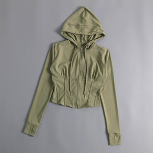 Vente en gros de sweats à capuche pour femmes coupe ajustée manteau de veste de yoga imprimé avec doublure en nylon respirant et durable pour les filles - Product Image 4