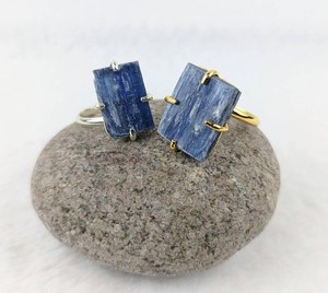 Anillo de cianita azul ajustable Piedra preciosa natural Plata de Ley 925 Chapado en oro de 14K Hecho a mano Regalo de joyería al por mayor - Product Image 5