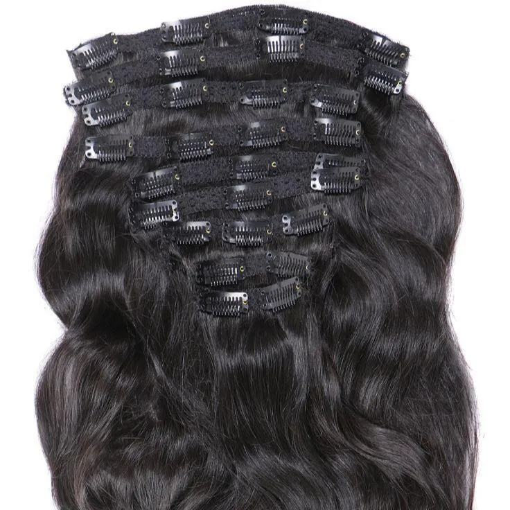 Top Quality Wholesale Price Double Drawn Raw Virgin Natural Remy Clip in 100% Human Hair Extensions with Cuticle