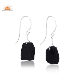 Unique Design 925 Sterling Silver Natural Black <b>Obsidian</b> Gemstone Dangle Earring Antique Look Design Custom <b>Jewelry</b> Manufacturer - Product Image 2